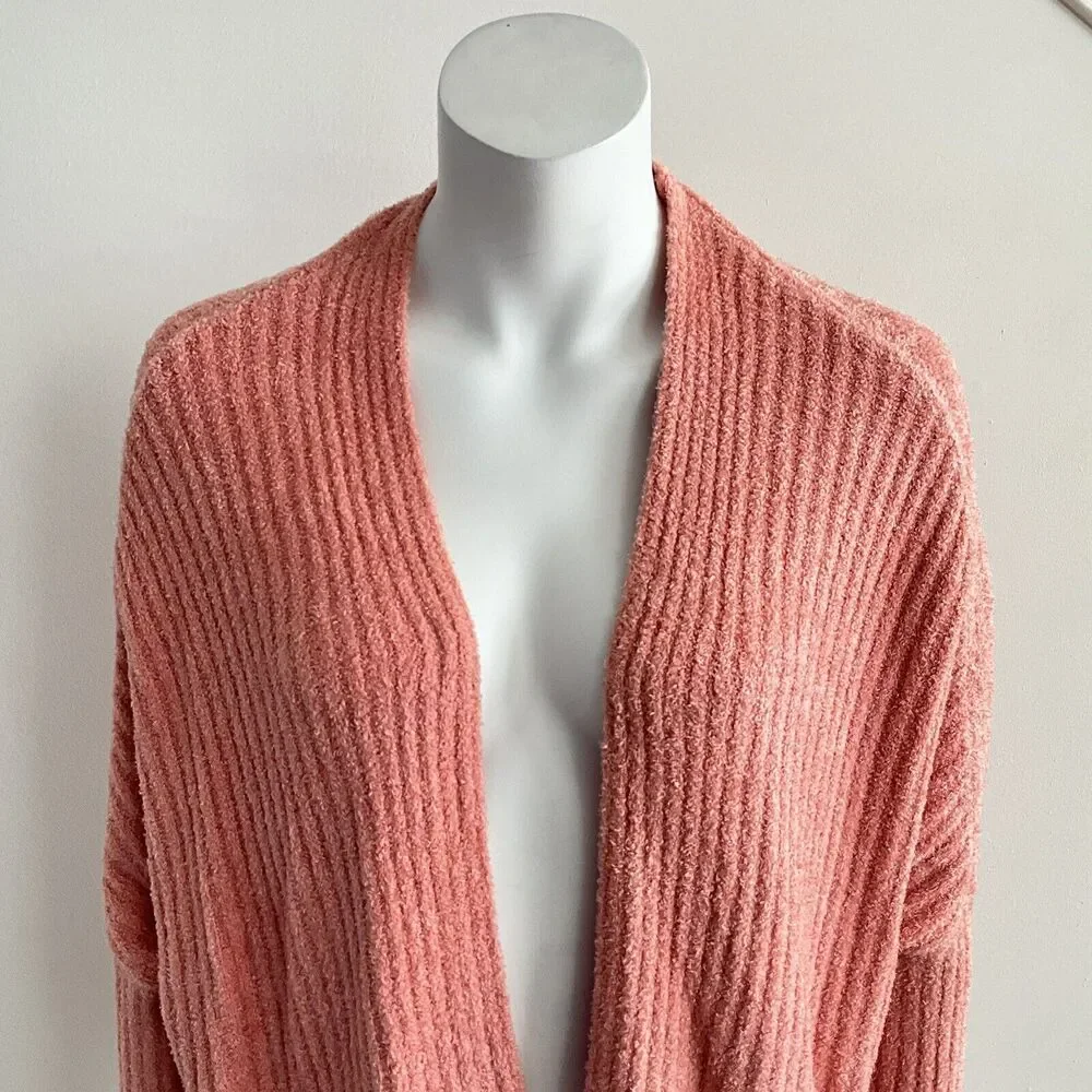 Barefoot Dreams Cardigan Ribbed Cozychic Lite Coral S - Picture 10 of 12
